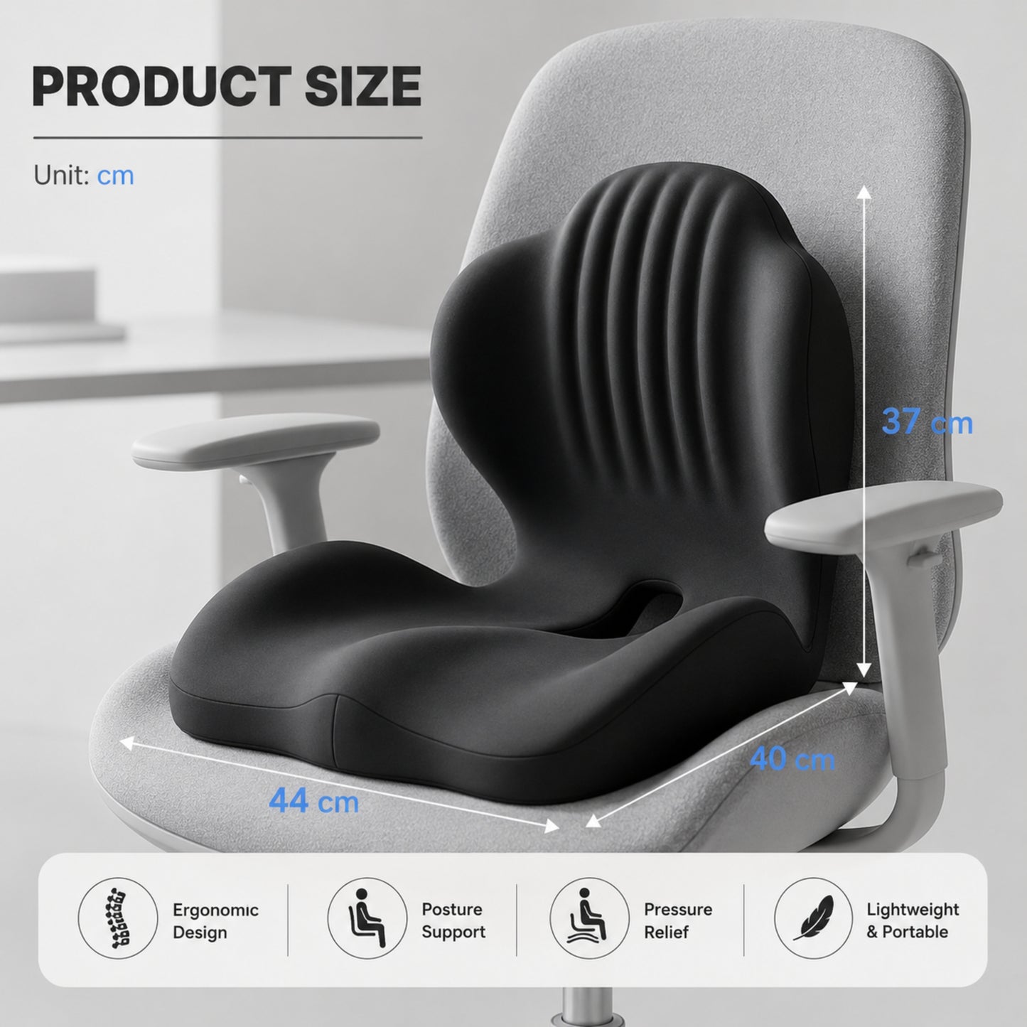 Hushly Ergonomic Memory Foam Seat Cushion with Lumbar Support