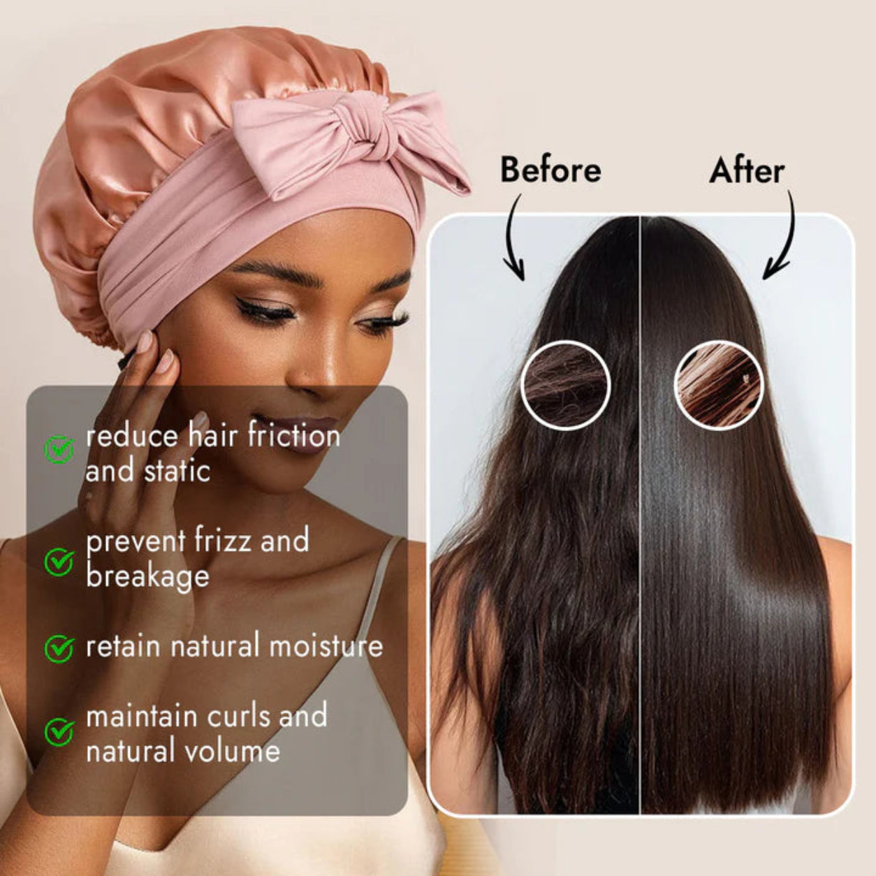 Bowknot Sleep Cap – 100% Mulberry Silk Hair Protector