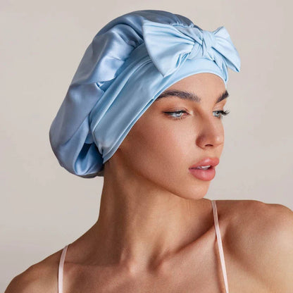 Bowknot Sleep Cap – 100% Mulberry Silk Hair Protector
