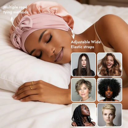 Bowknot Sleep Cap – 100% Mulberry Silk Hair Protector