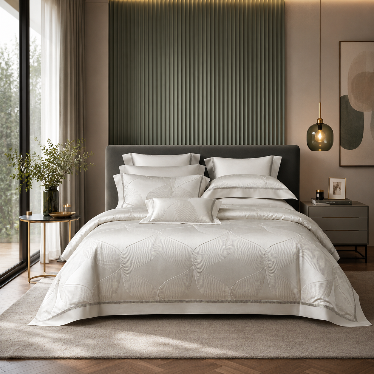 Modern Embroidered Luxury Duvet Cover Set