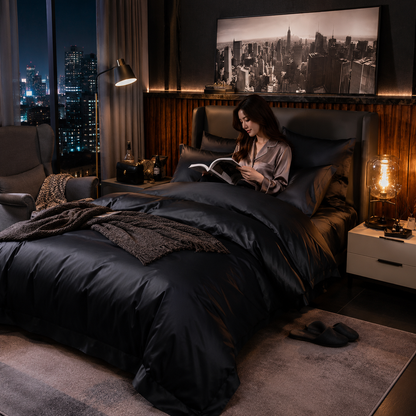 Hotel Lux Black Egyptian Cotton Duvet Cover Set