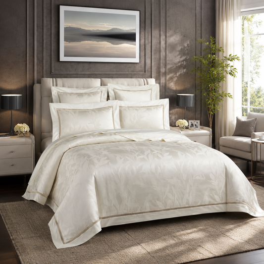 Luxury Ivory Jacquard Duvet Cover Set