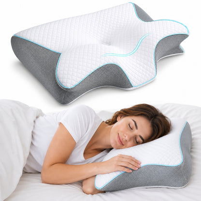 Hushly Ergonomic Memory Foam Cervical Neck Support Pillow