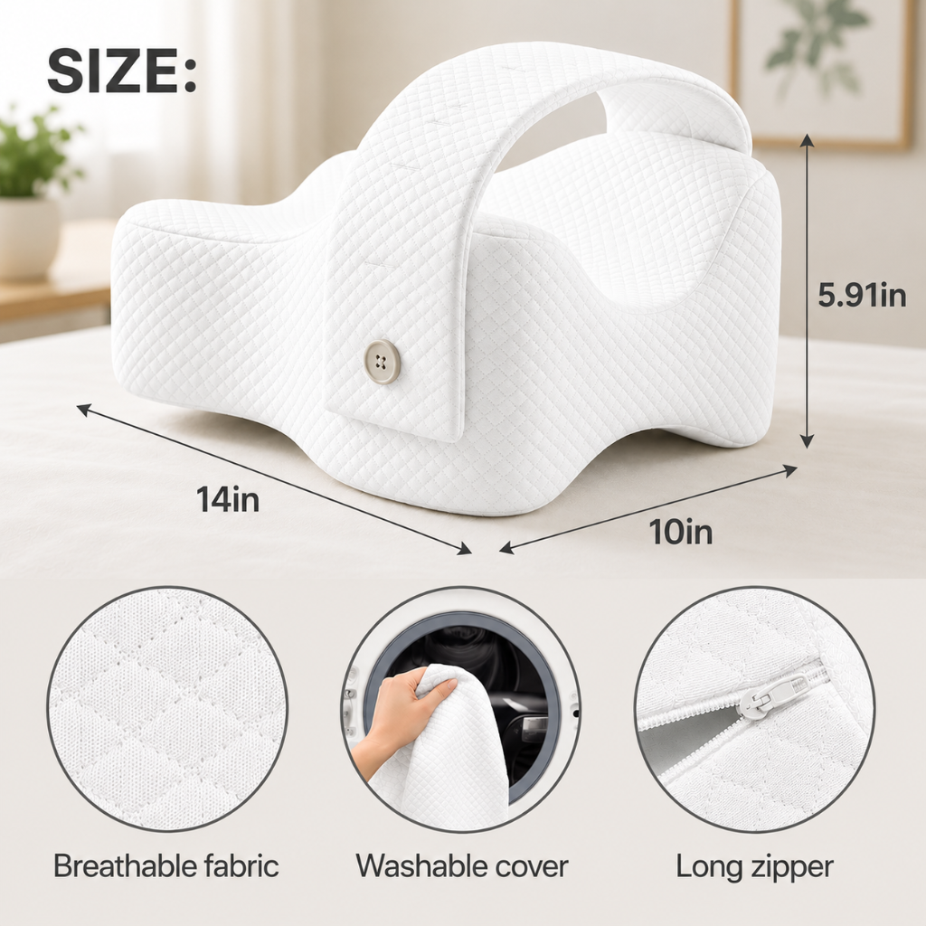 Hushly Memory Foam Knee Pillow for Side Sleepers