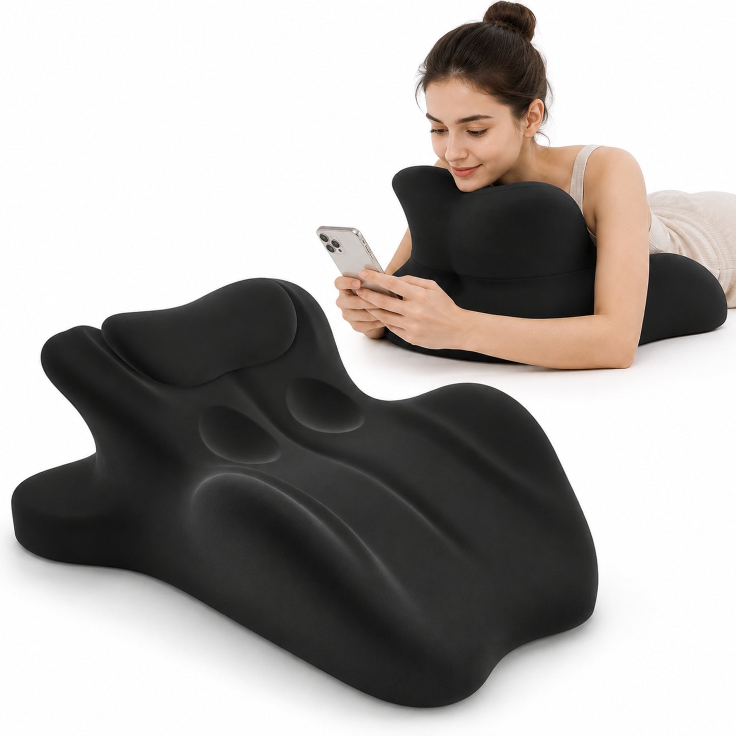 Hushly Black Ergonomic Memory Foam Support Wedge Pillow