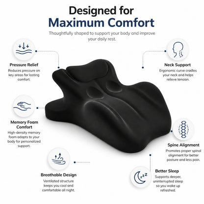 Hushly Black Ergonomic Memory Foam Support Wedge Pillow