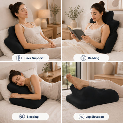 Hushly Black Ergonomic Memory Foam Support Wedge Pillow
