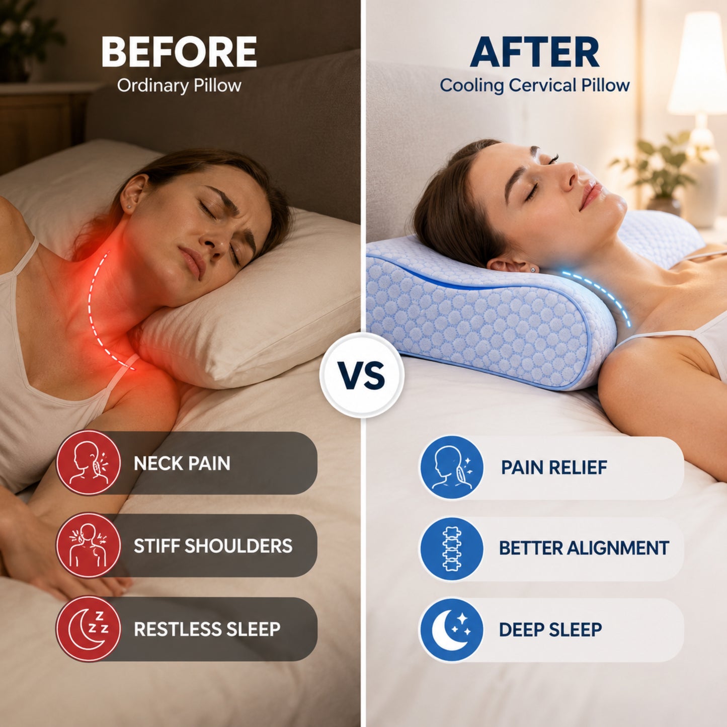 Hushly Cooling Memory Foam Cervical Neck Support Pillow
