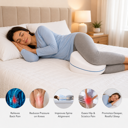 Hushly Orthopedic Knee Pillow for Side Sleepers & Sciatica Relief