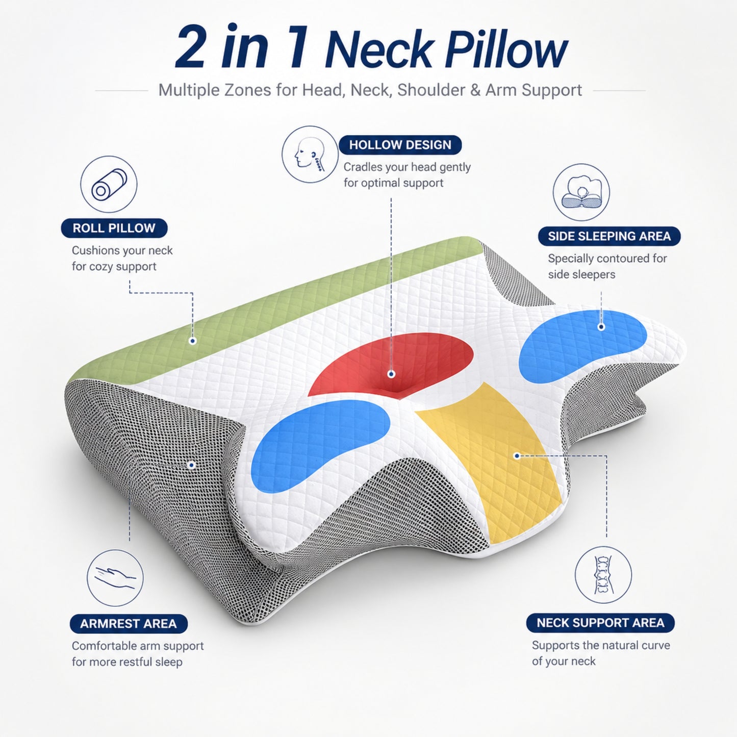 Hushly Ergonomic Memory Foam Cervical Neck Support Pillow