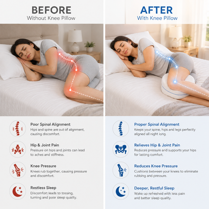 Hushly Orthopedic Knee Pillow for Side Sleepers & Sciatica Relief