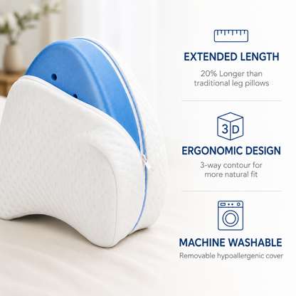 Hushly Orthopedic Knee Pillow for Side Sleepers & Sciatica Relief