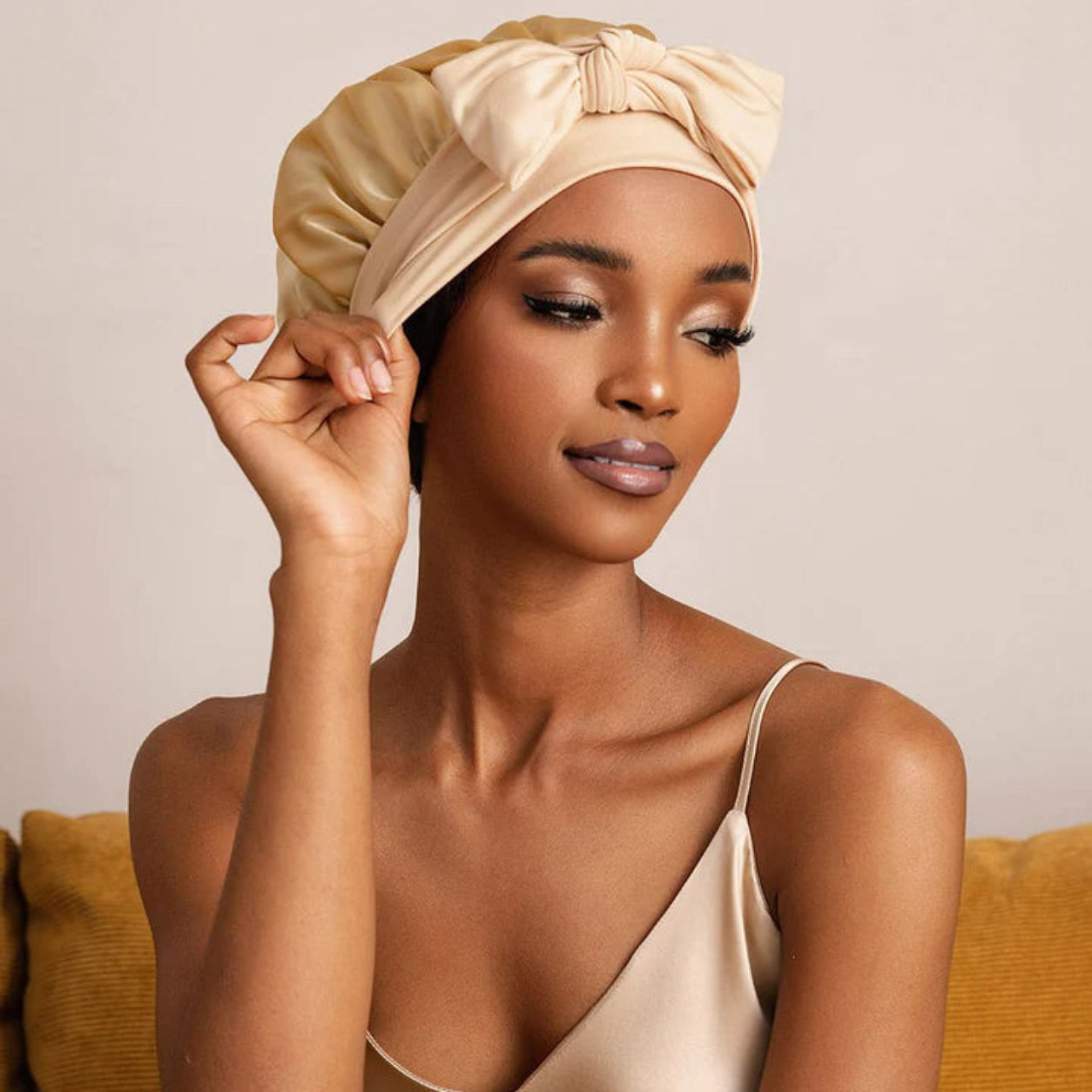 Bowknot Sleep Cap – 100% Mulberry Silk Hair Protector