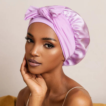 Bowknot Sleep Cap – 100% Mulberry Silk Hair Protector