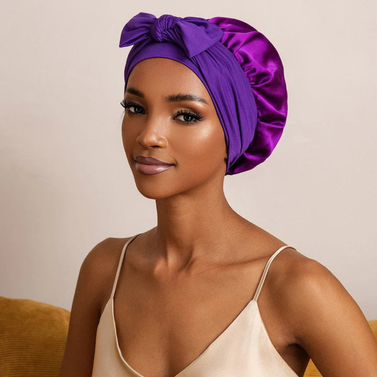 Bowknot Sleep Cap – 100% Mulberry Silk Hair Protector