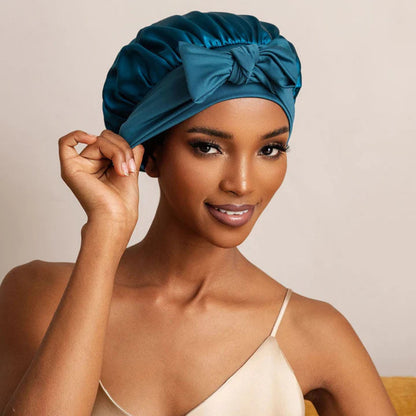 Bowknot Sleep Cap – 100% Mulberry Silk Hair Protector
