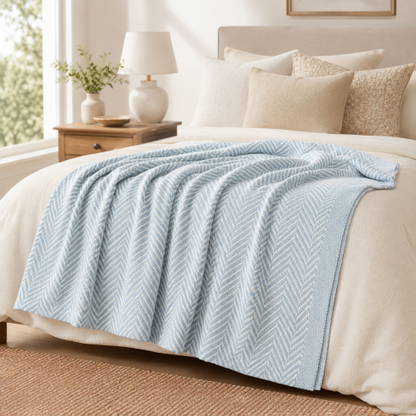 Herringbone Cotton Throw Blanket