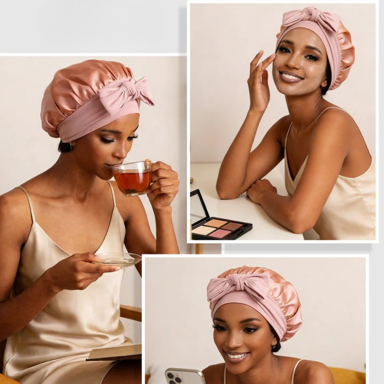 Bowknot Sleep Cap – 100% Mulberry Silk Hair Protector