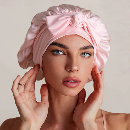 Bowknot Sleep Cap – 100% Mulberry Silk Hair Protector