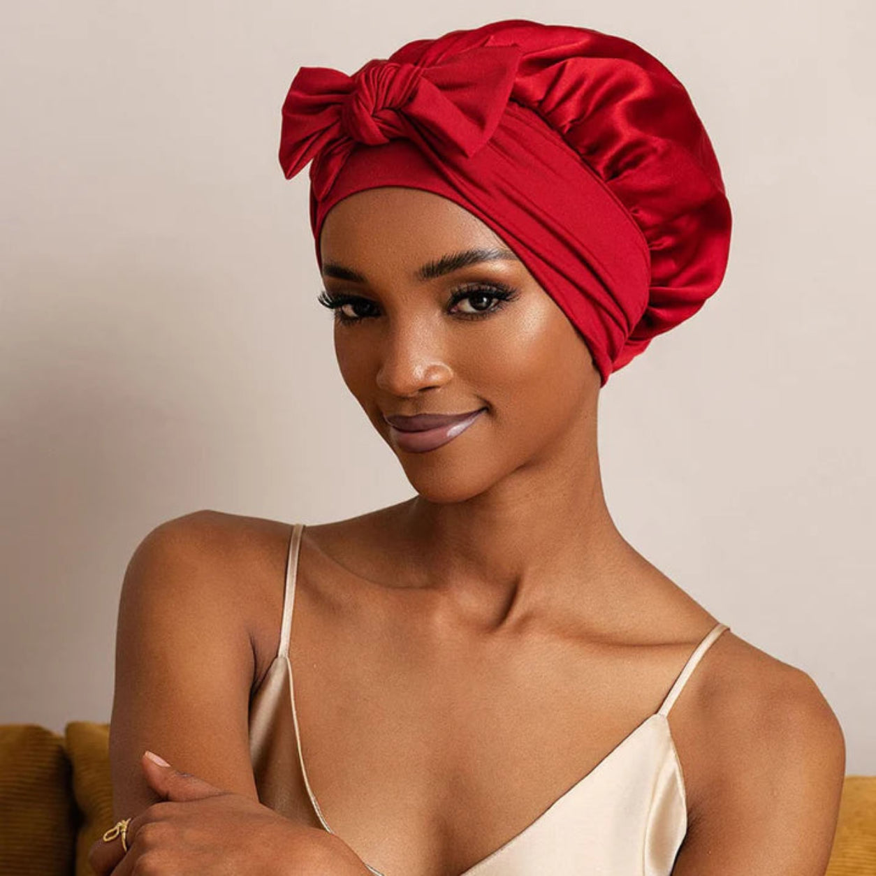 Bowknot Sleep Cap – 100% Mulberry Silk Hair Protector