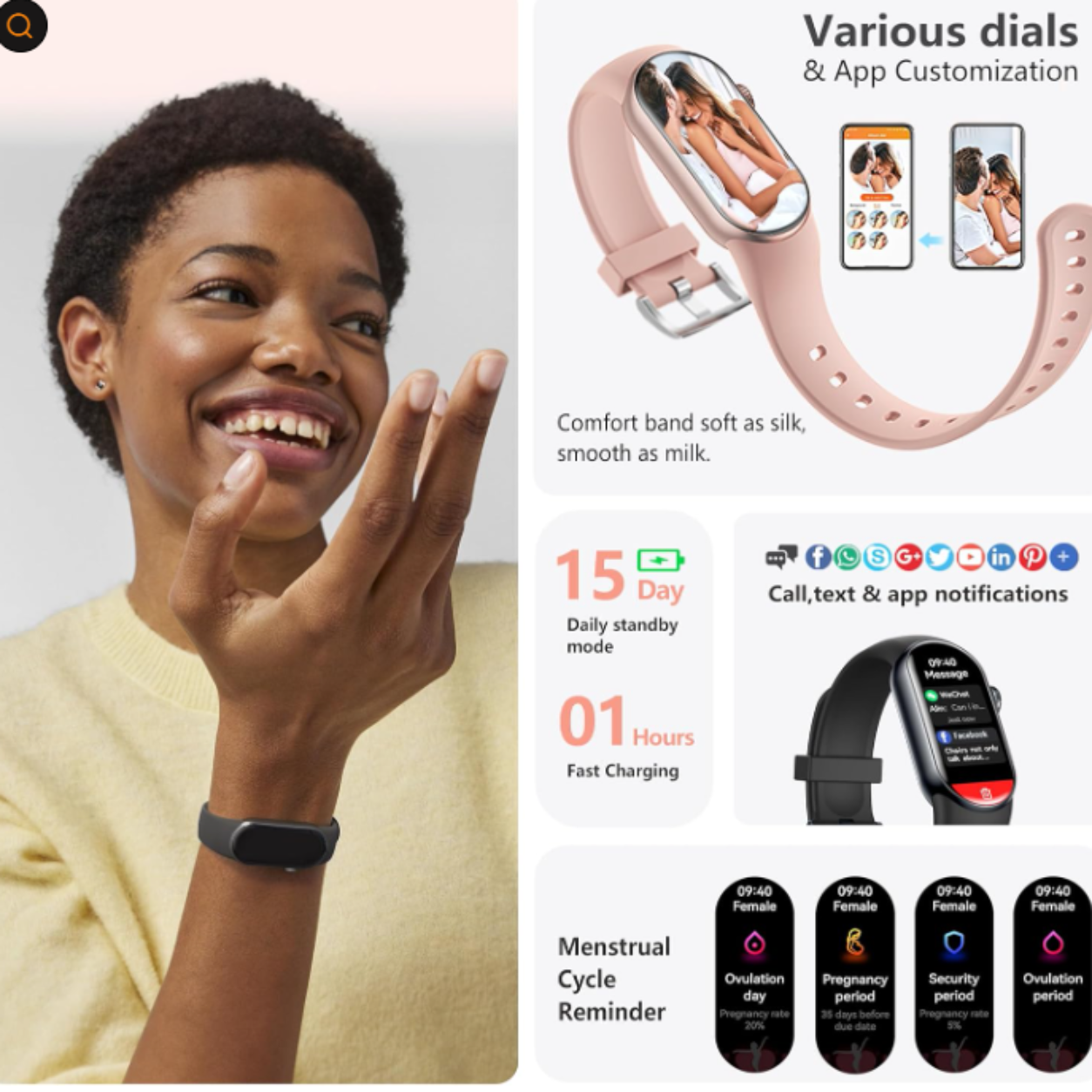 Waterproof Smart Watch for Women and Men Sleep Tracking